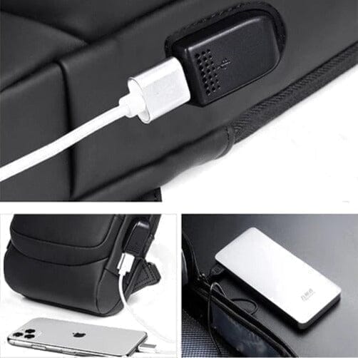 Mochila de Ombro Anti-Furto com Cadeado USB Slim Bag