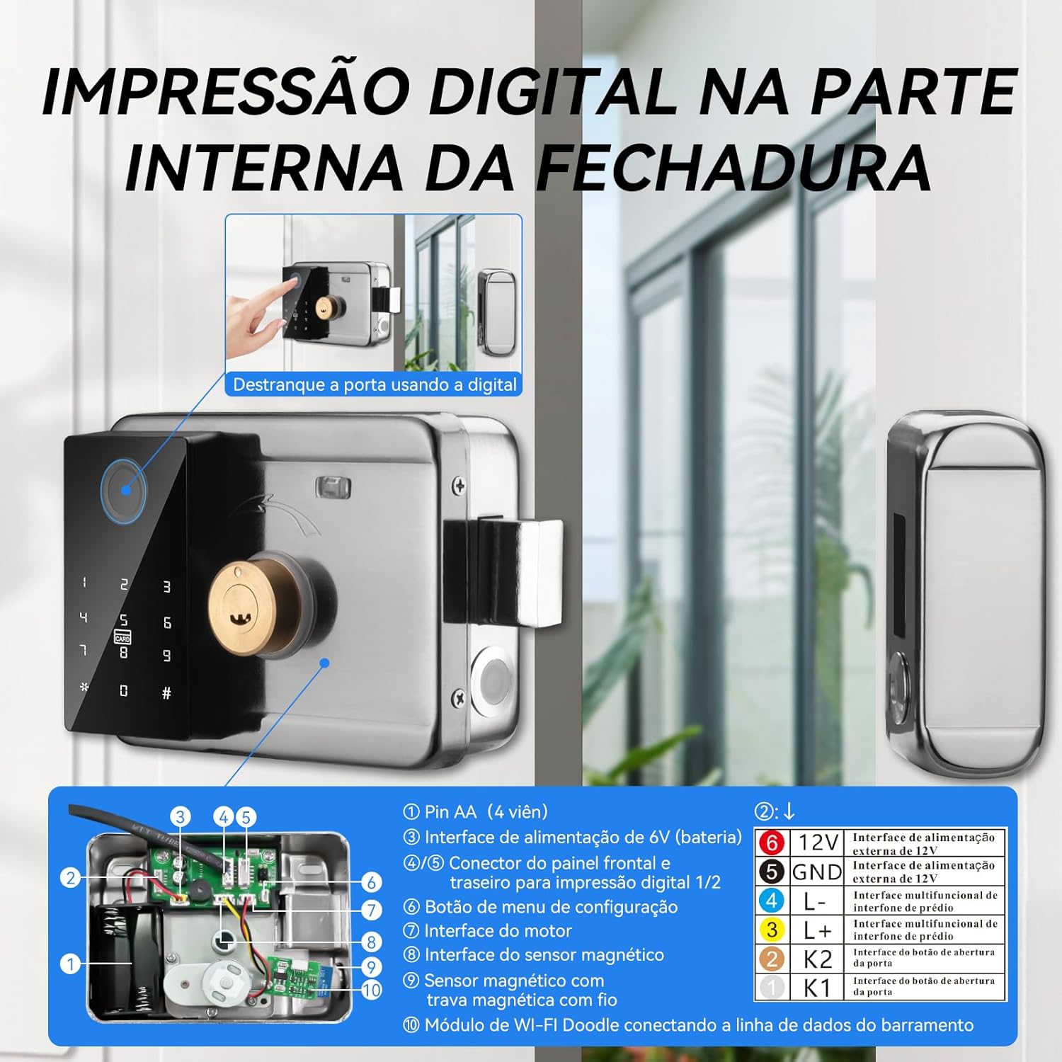Fechadura Digital Inteligente, Fechadura Eletrônica Tuya APP WIFI Abertura via Biometria