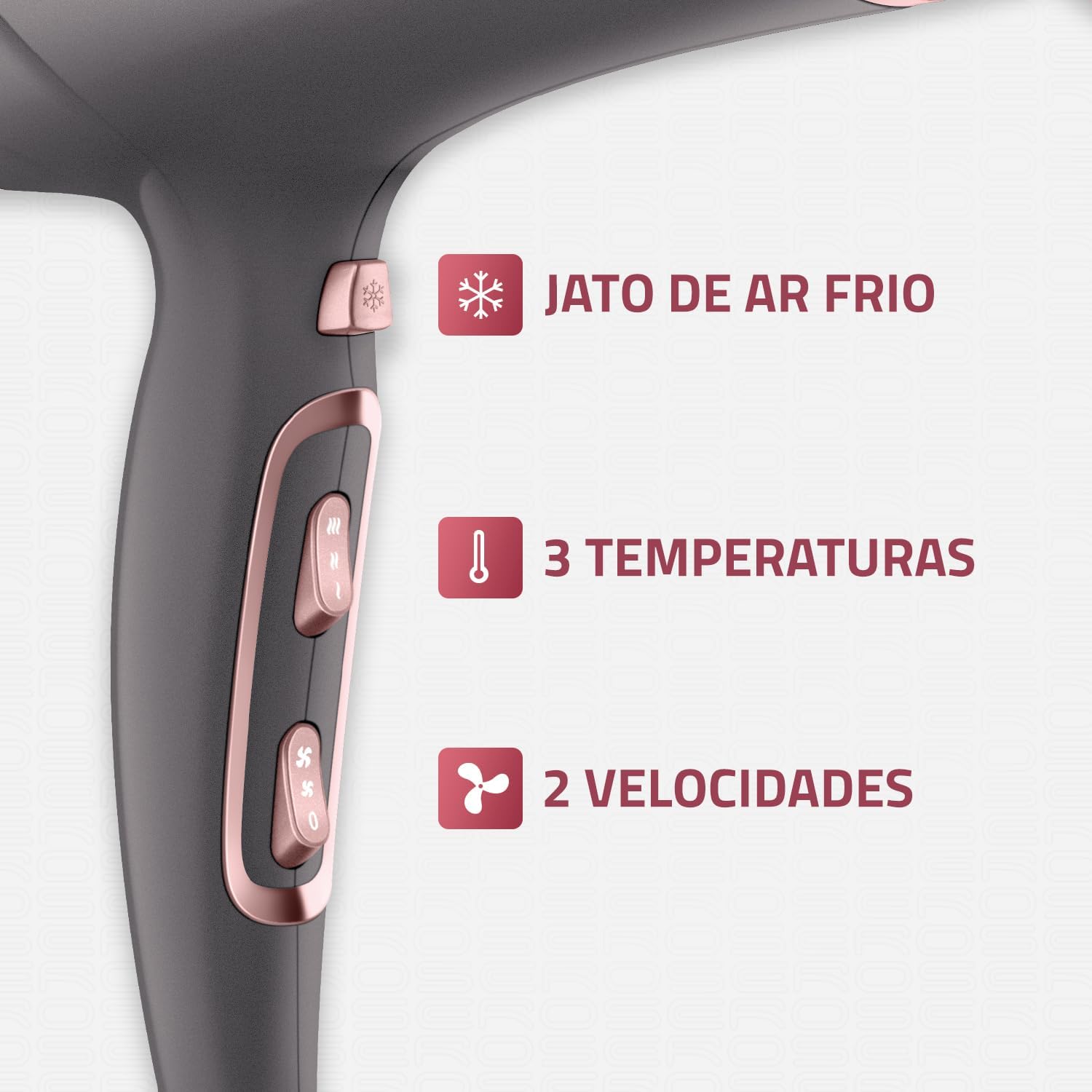 Secador de Cabelos, Mondial, Grafite/Rose, 2000W, 110V - SCN-11