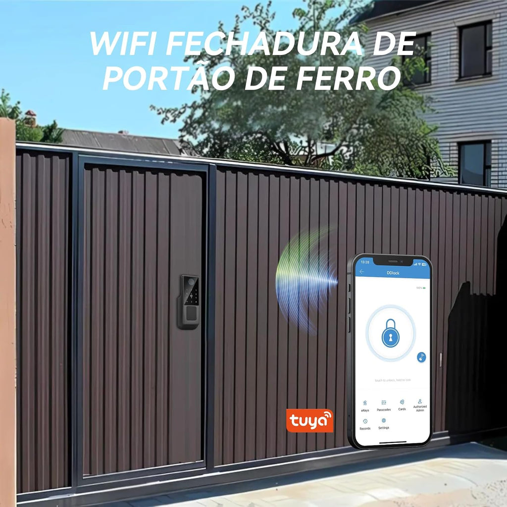 Fechadura Digital Inteligente, Fechadura Eletrônica Tuya APP WIFI Abertura via Biometria