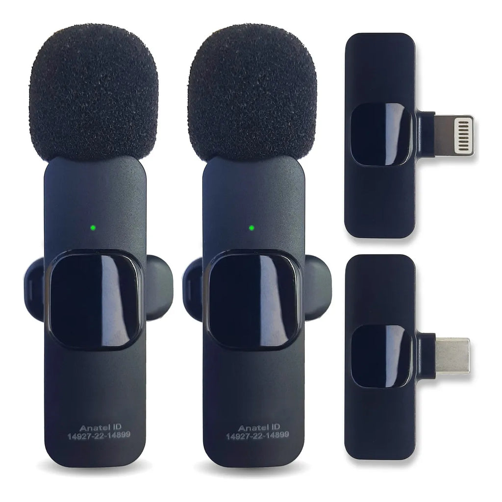 Microfone de lapela sem fio portátil gravação de áudio e Vídeo