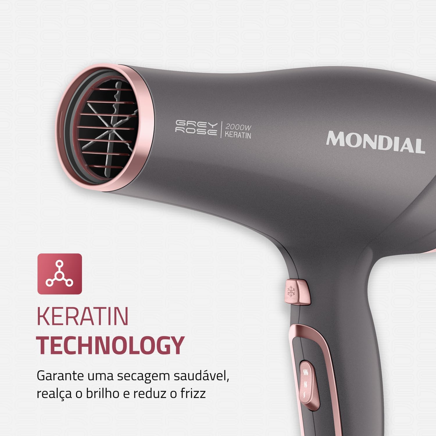 Secador de Cabelos, Mondial, Grafite/Rose, 2000W, 110V - SCN-11