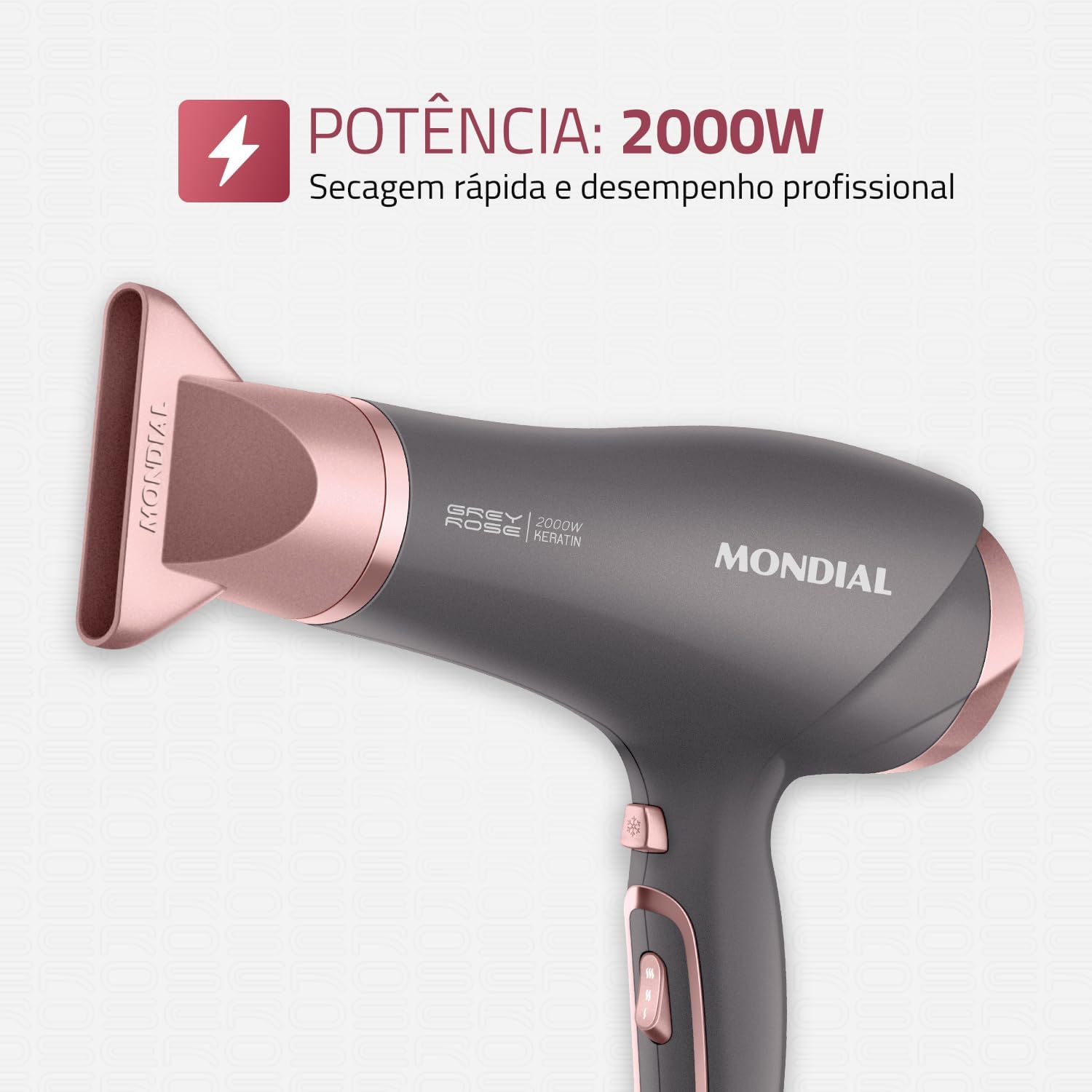 Secador de Cabelos, Mondial, Grafite/Rose, 2000W, 110V - SCN-11
