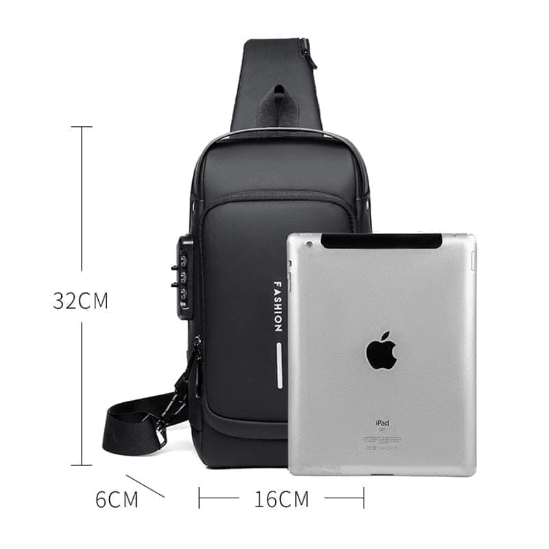Mochila de Ombro Anti-Furto com Cadeado USB Slim Bag