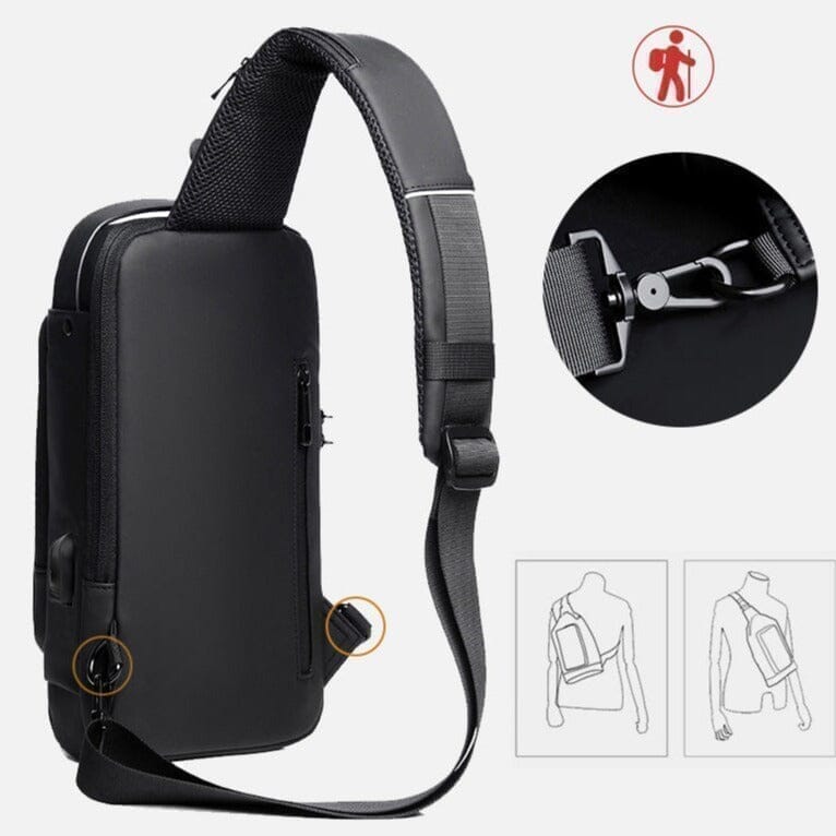 Mochila de Ombro Anti-Furto com Cadeado USB Slim Bag