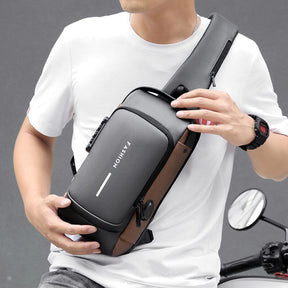 Mochila de Ombro Anti-Furto com Cadeado USB Slim Bag