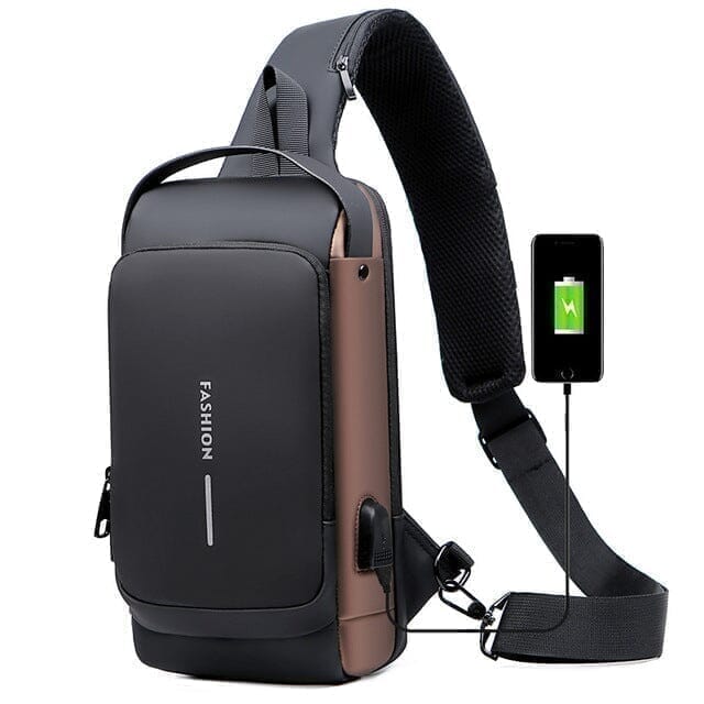 Mochila de Ombro Anti-Furto com Cadeado USB Slim Bag