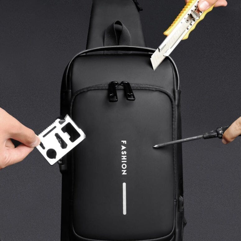 Mochila de Ombro Anti-Furto com Cadeado USB Slim Bag